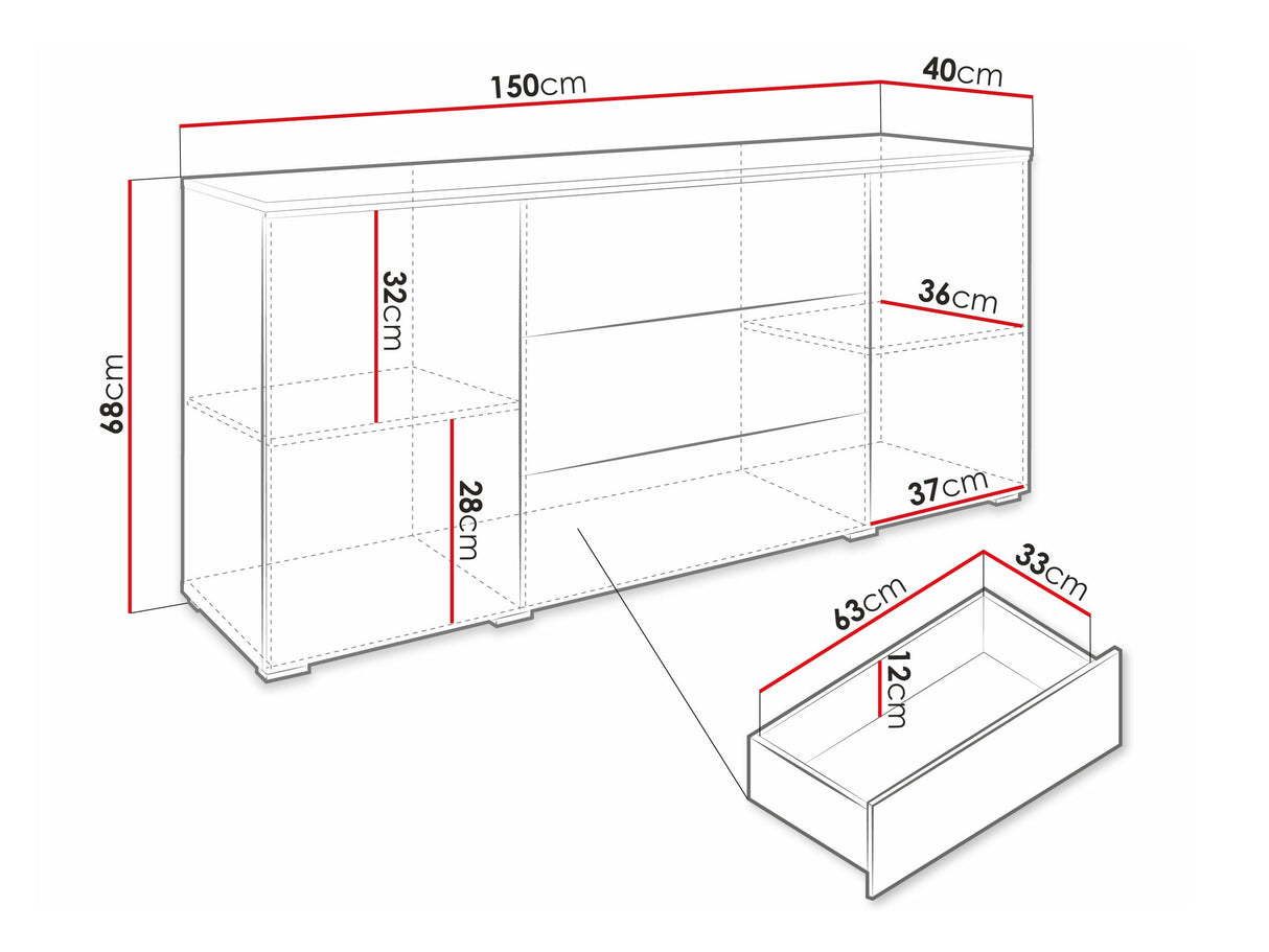 Komód VERA 150 (Sawoti), Szín: Artisan tölgy, Led világítás: Nem 4284049