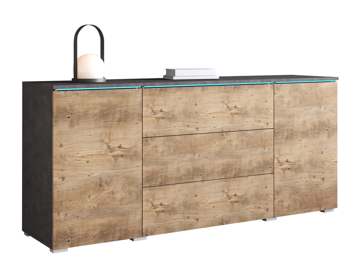 Komód VERA 150 (Sawoti), Szín: Matera szürke + Gesztenye, Led világítás: Igen RGB