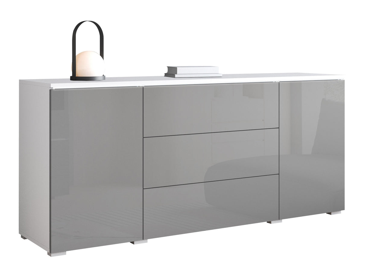 Komód VERA 150 (Sawoti), Szín: Fényes szürke, Led világítás: Igen fehér