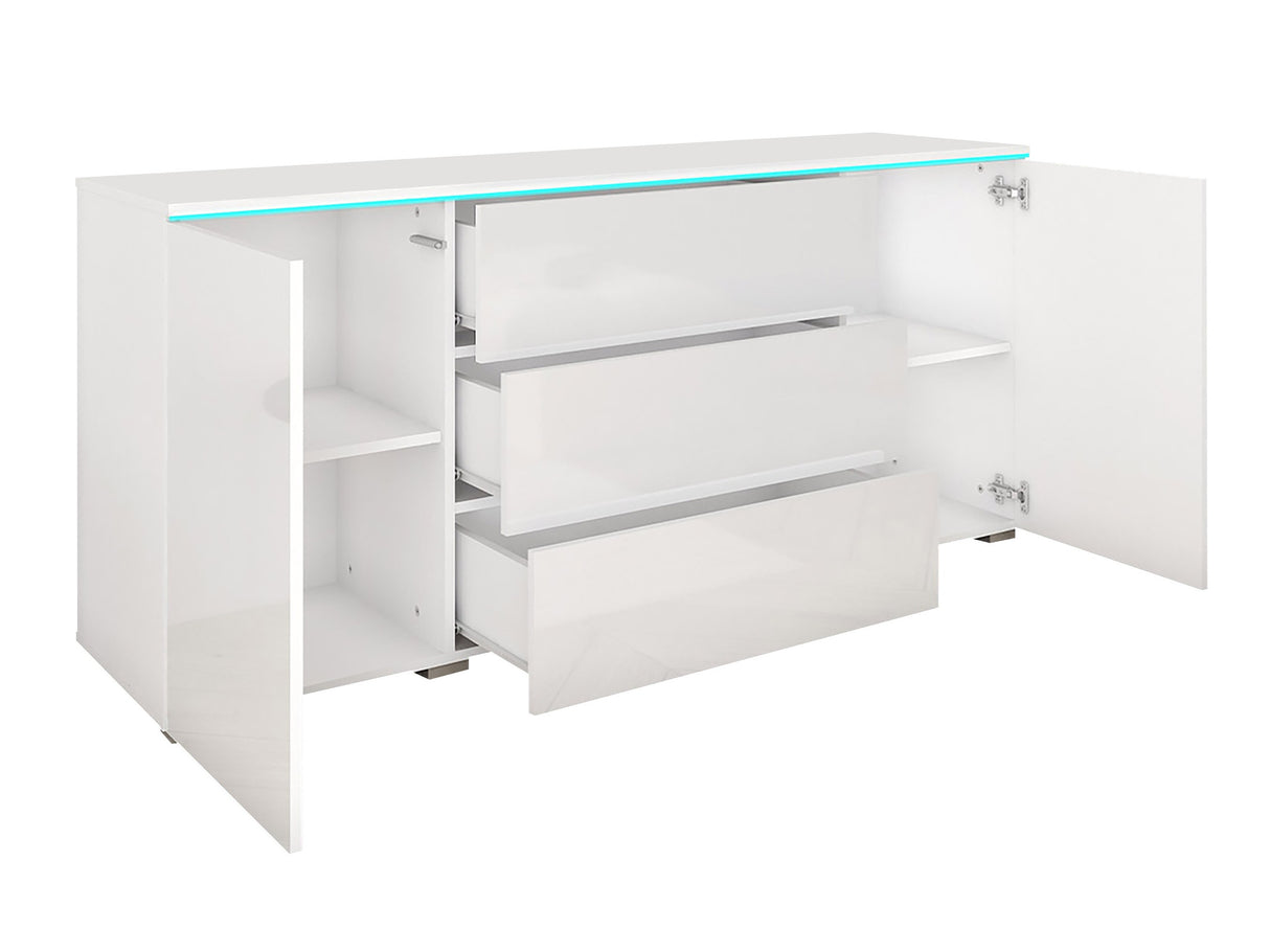 Komód VERA 150 (Sawoti), Szín: Fényes szürke, Led világítás: Igen fehér