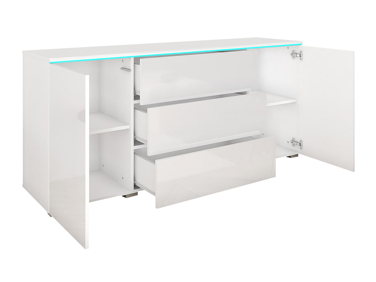 Komód VERA 150 (Sawoti), Szín: Fényes szürke, Led világítás: Igen RGB