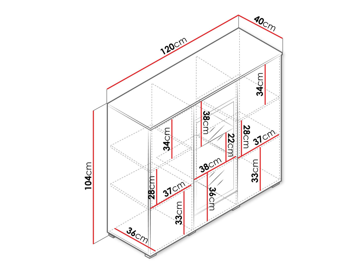 Szekrény Komoda VERA 120, Szín: Kasmír, Led világítás: Nem