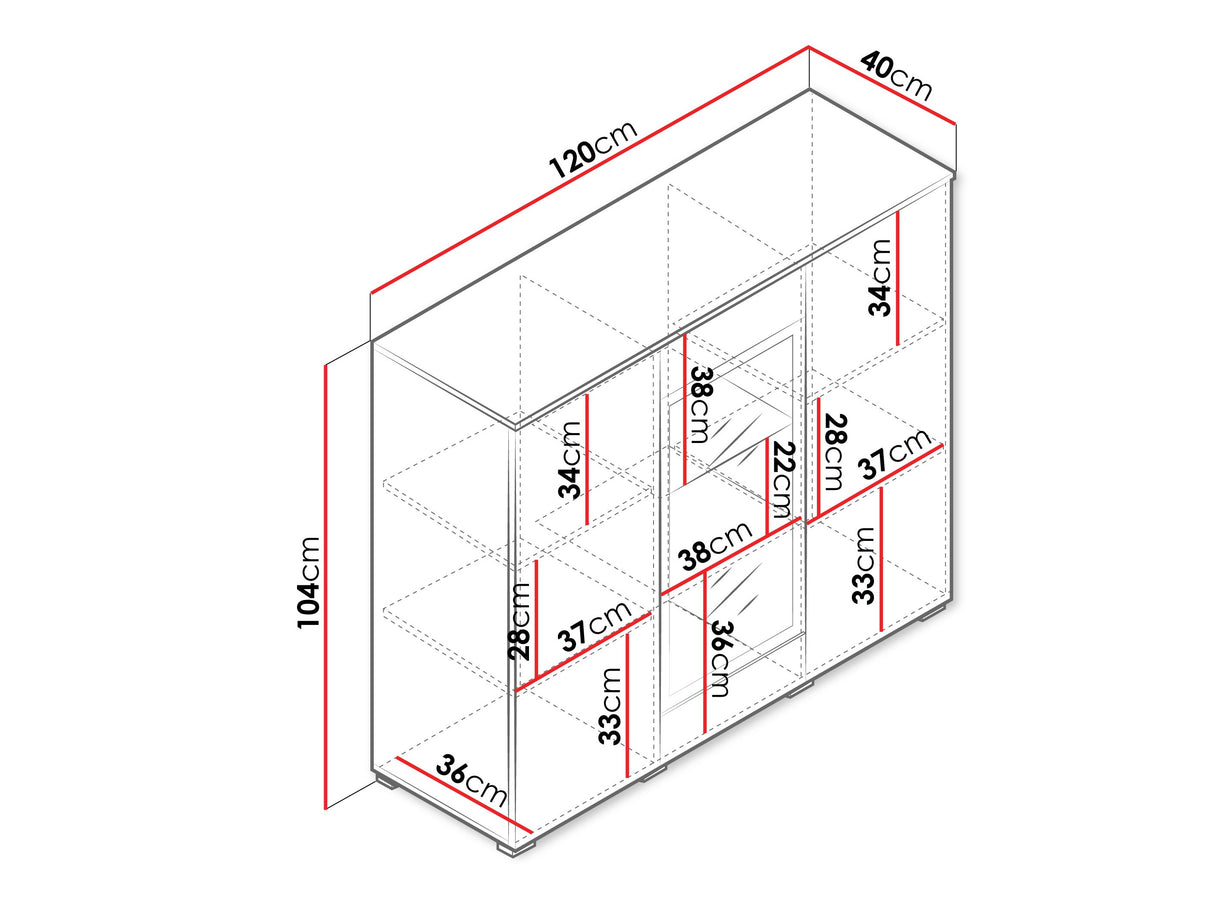 Szekrény Komoda VERA 120, Szín: Kasmír, Led világítás: Igen