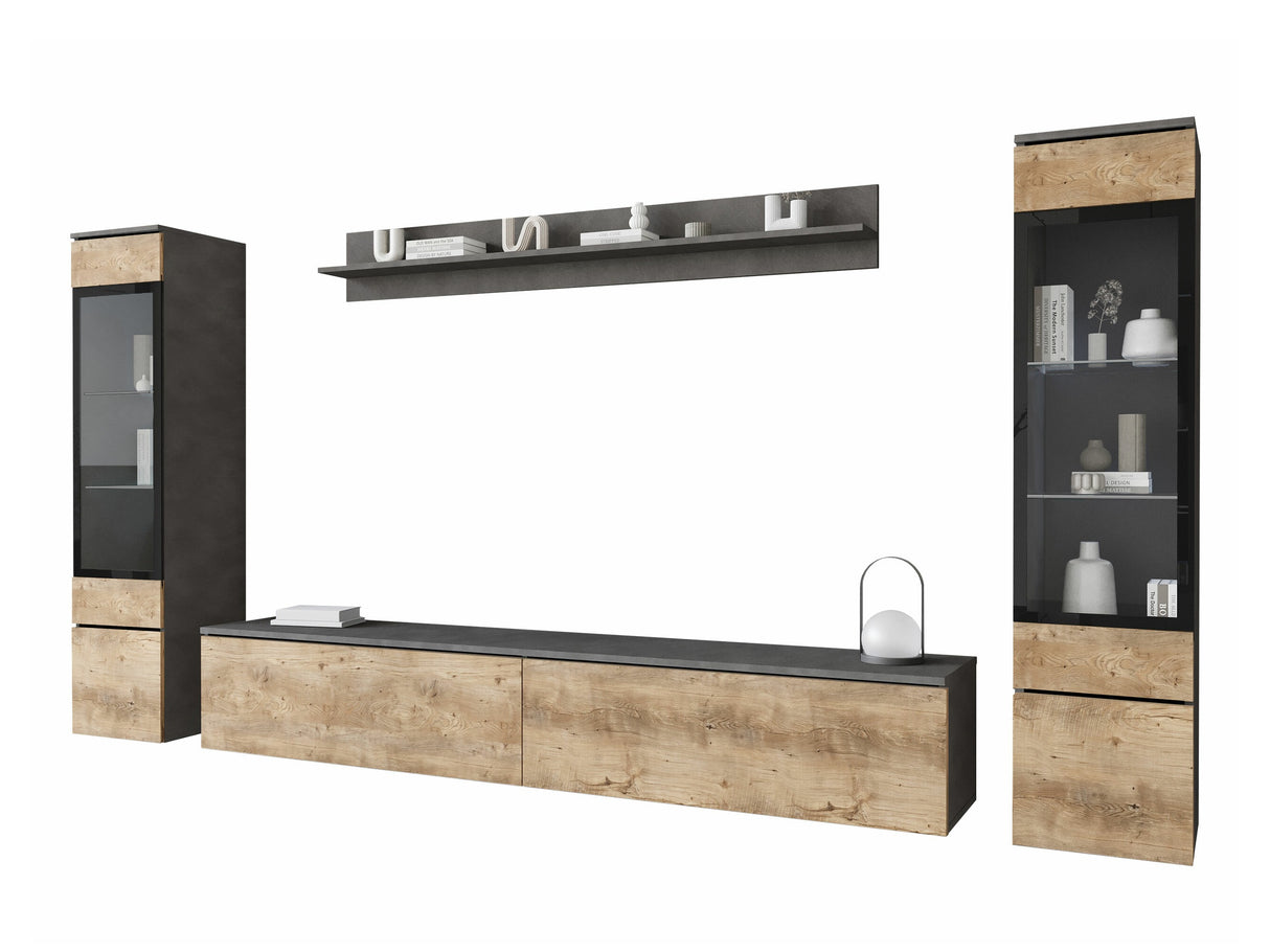 Nappali szett Vera II (Sawoti II), Szín: Matera szürke + Gesztenye, Led világítás: Nem