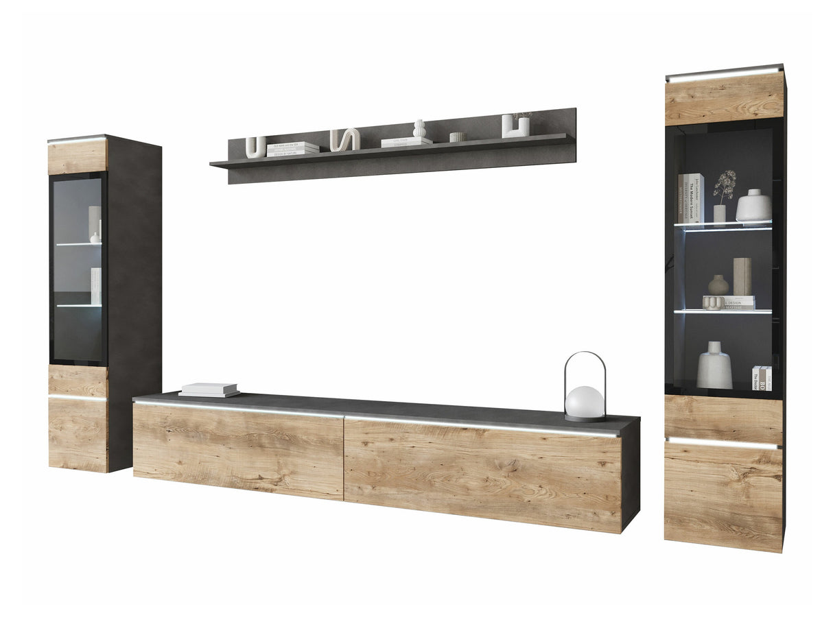 Nappali szett Vera II (Sawoti II), Szín: Matera szürke + Gesztenye, Led világítás: Igen