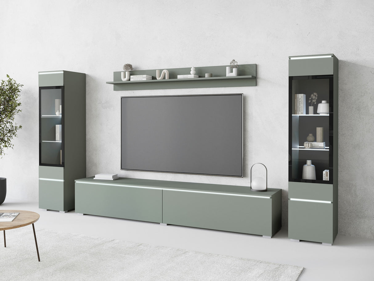 Nappali szett Vera II (Sawoti II), Szín: Poros zöld, Led világítás: Igen