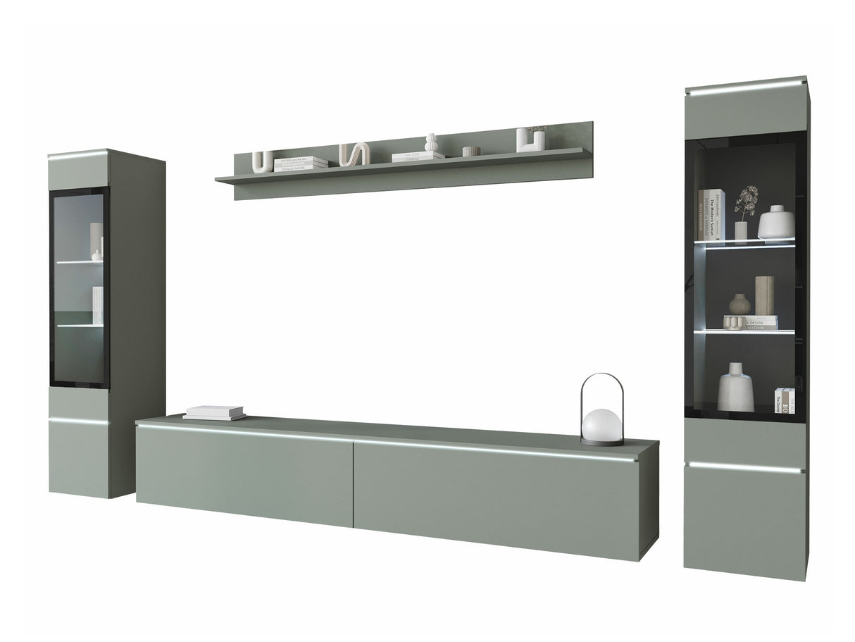 Nappali szett Vera II (Sawoti II), Szín: Poros zöld, Led világítás: Igen