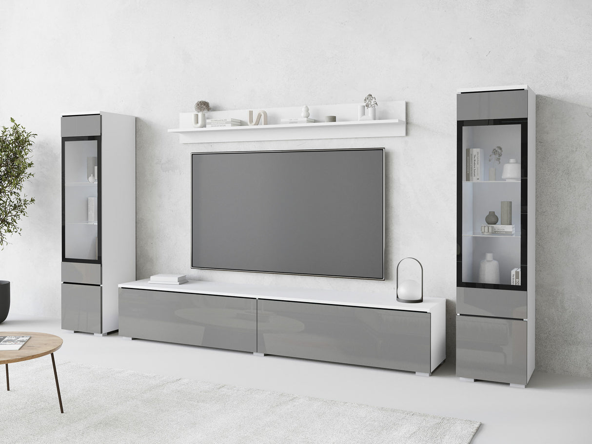 Nappali szett Vera II (Sawoti II), Szín: Fényes szürke, Led világítás: Nem