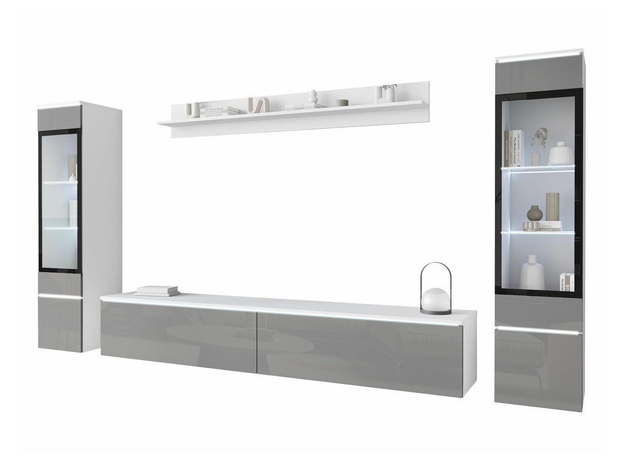 Nappali szett Vera II (Sawoti II), Szín: Fényes szürke, Led világítás: Igen