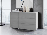 Komód PARIS 110 (Bamisio), Szín: Fehér + Fényes szürke