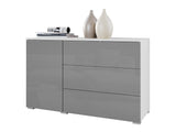 Komód PARIS 110 (Bamisio), Szín: Fehér + Fényes szürke