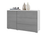 Komód PARIS 110 (Bamisio), Szín: Fehér + Fényes szürke