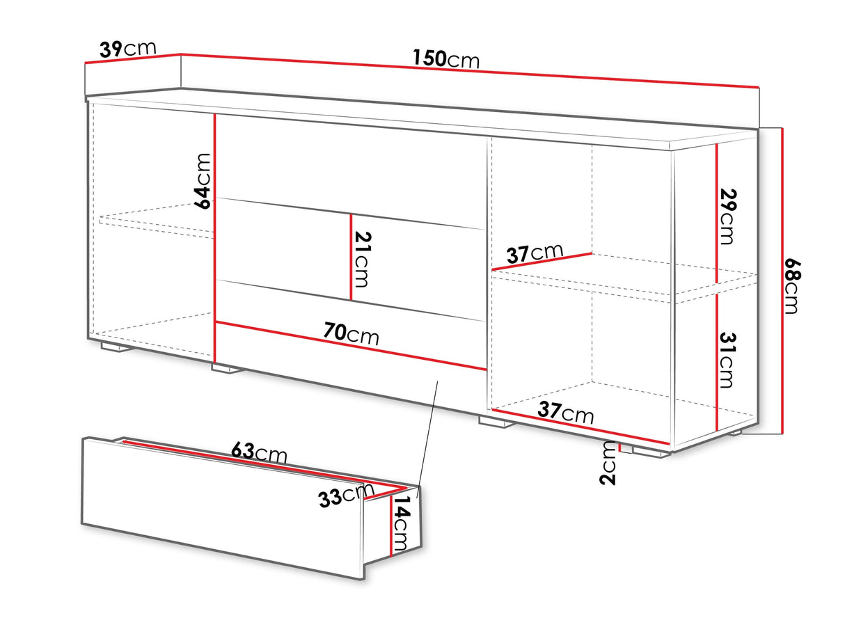 Komód PARIS 150 (Bamisio), Szín: Kasmír