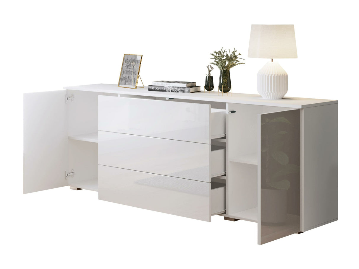 Komód PARIS 150 (Bamisio), Szín: Fehér + Fényes szürke