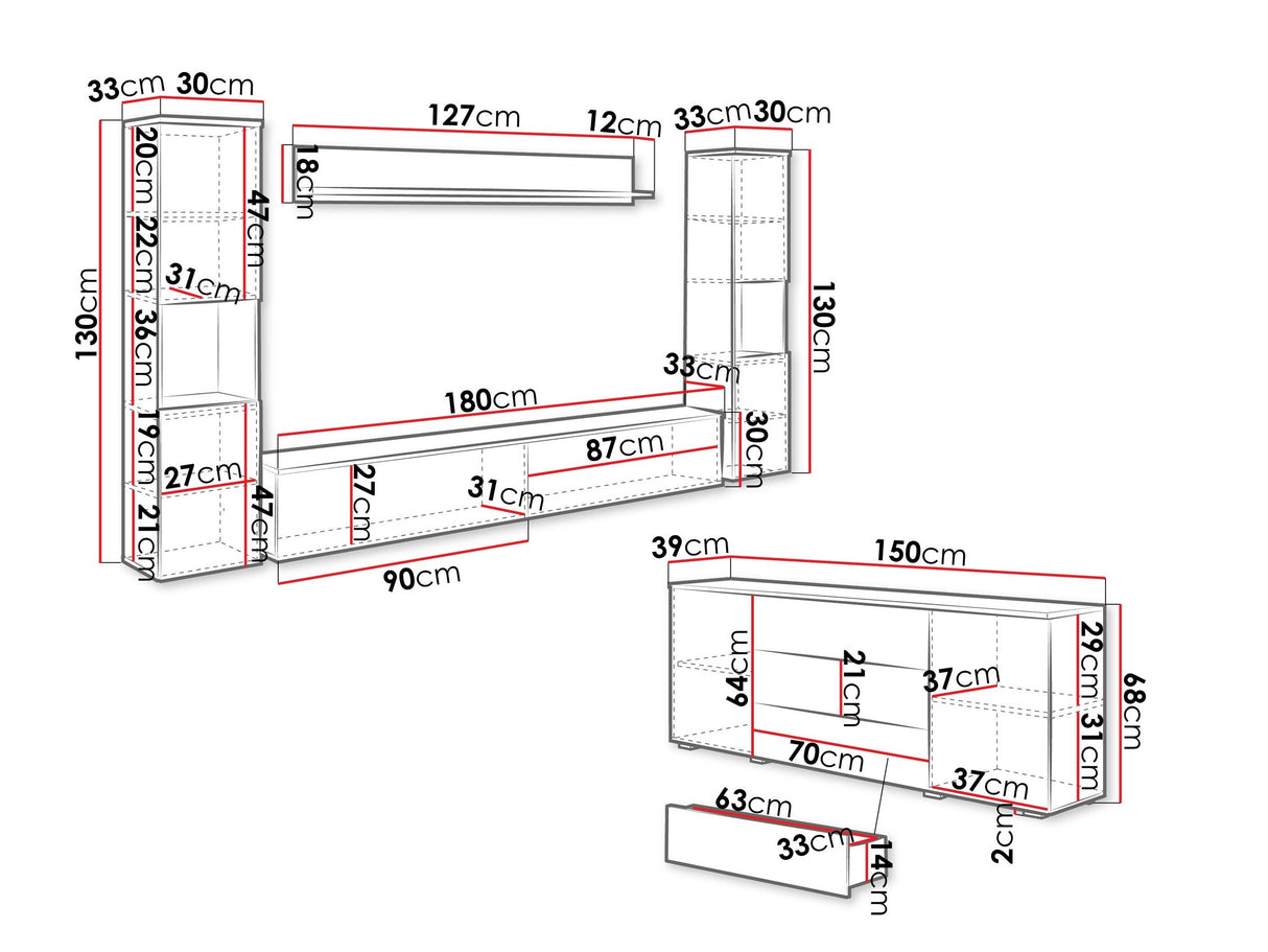 Nappali szett PARIS II (Bamisio II), Szín: Kasmír, Led világítás: Igen