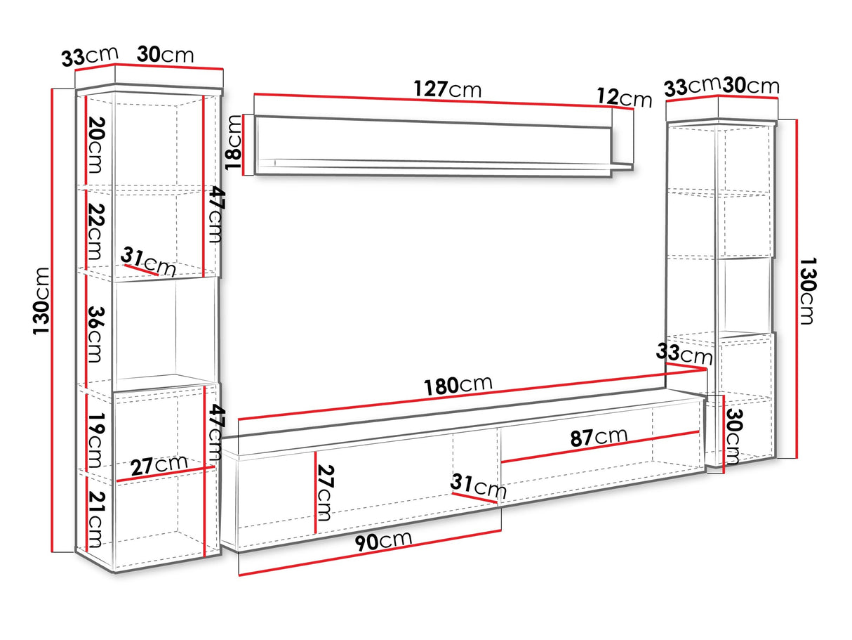 Nappali szett PARIS XL (Bamisio), Szín: Fehér + Fényes szürke, Led világítás: Nem