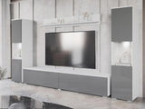 Nappali szett PARIS XL (Bamisio), Szín: Fehér + Fényes szürke, Led világítás: Igen