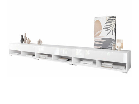 TV-állvány Lowboard A300 (Adenik 300), Szín: Fehér + Fényes fehér, Led világítás: Nem 4285119