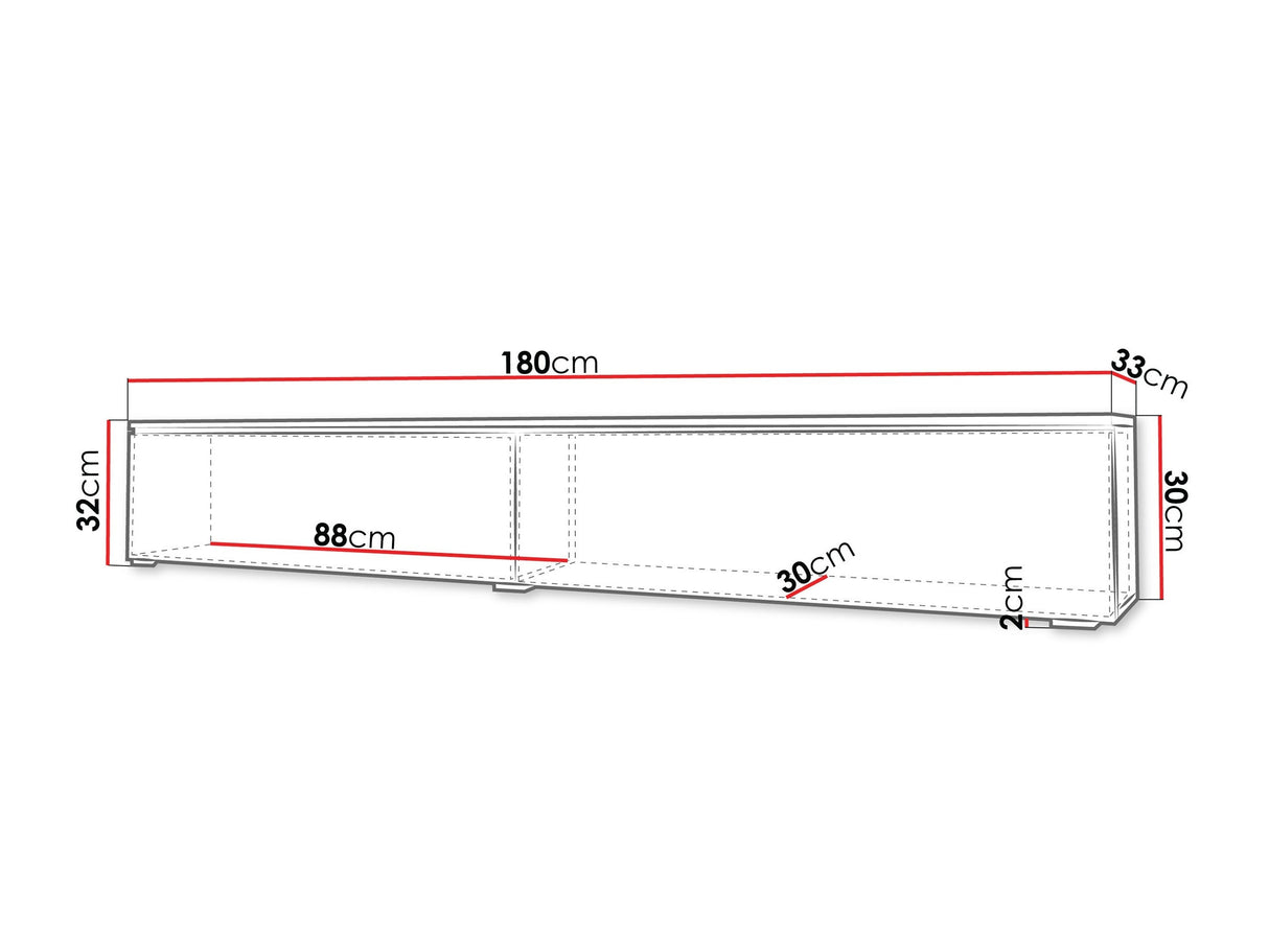 TV-állvány Lowboard D180 (Dlone 180), Led világítás: Nem, Szín: Matera szürke + Gesztenye