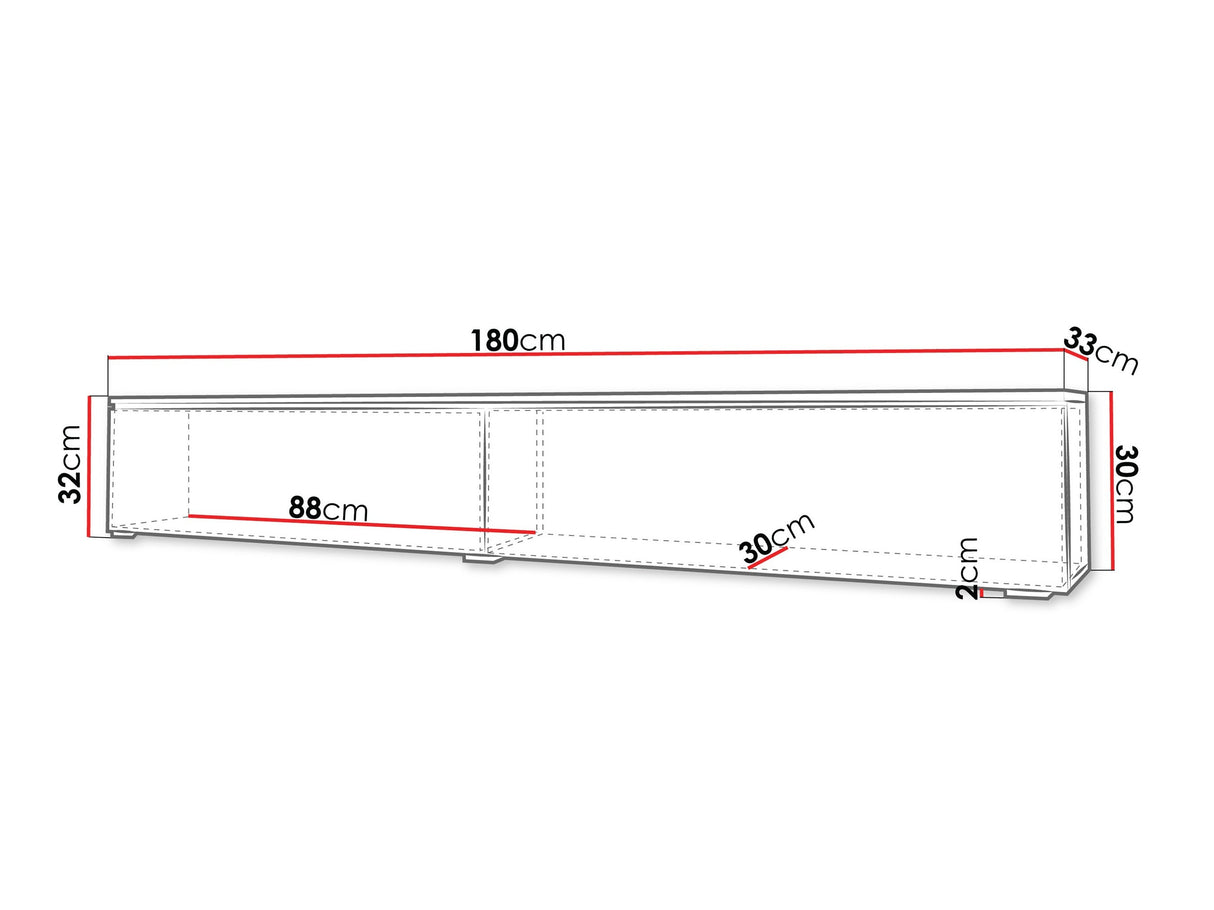 TV-állvány Lowboard D180 (Dlone 180), Led világítás: Igen, Szín: Szürke