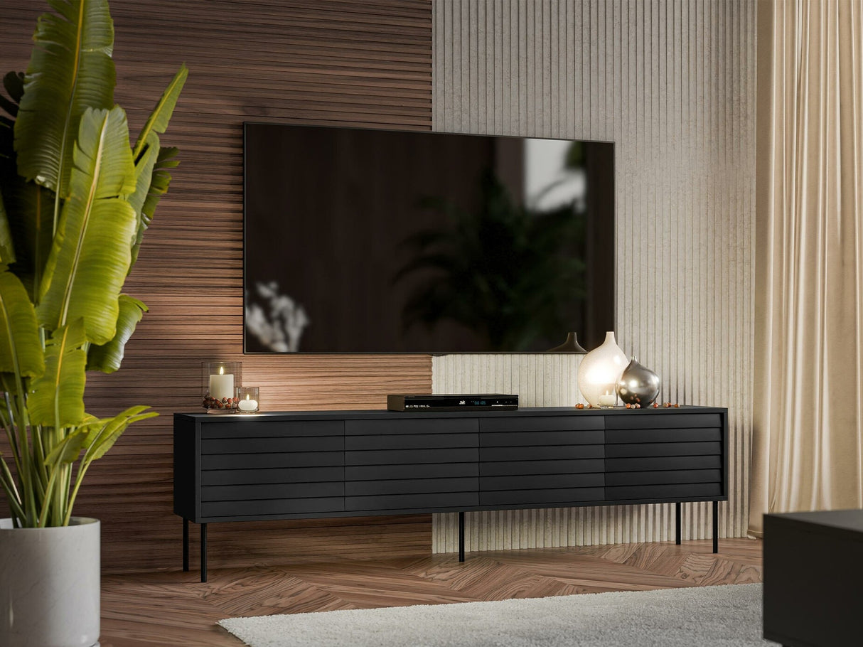 TV-állvány Szafka CORTINA RTV 200 4D, Szín: Fekete 4285309