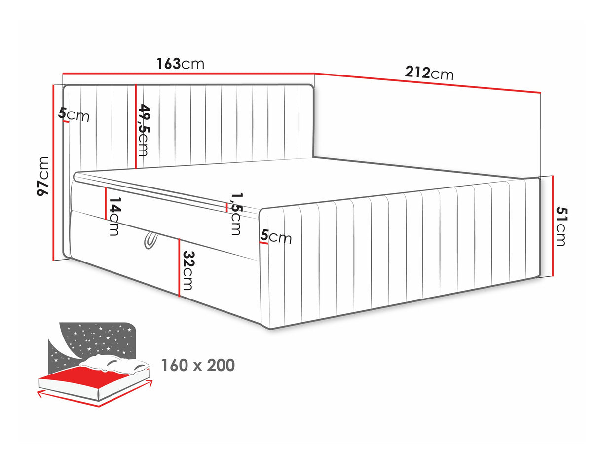 Kontinentális ágy Łóżko kontynentalne TIRULO FIX + topper M, Szín: Manila 35, Alvó felület mérete: 160 x 200 cm