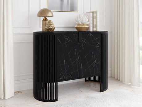 Szekrény Komoda FIKOLI, Szín: Fekete + Fekete márvány