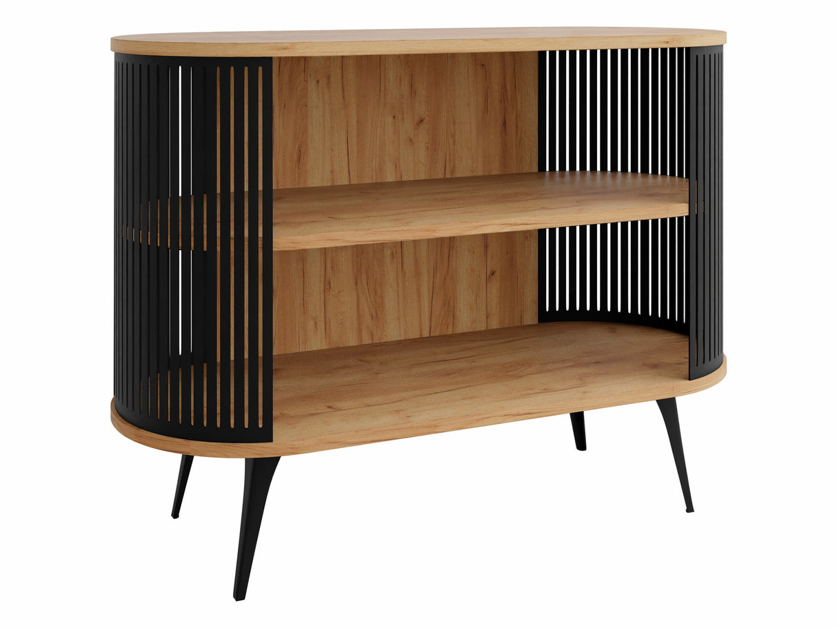 Könyvespolc Komoda ROENNI Czarny, Szín: Fekete + Kézműves aranytölgy