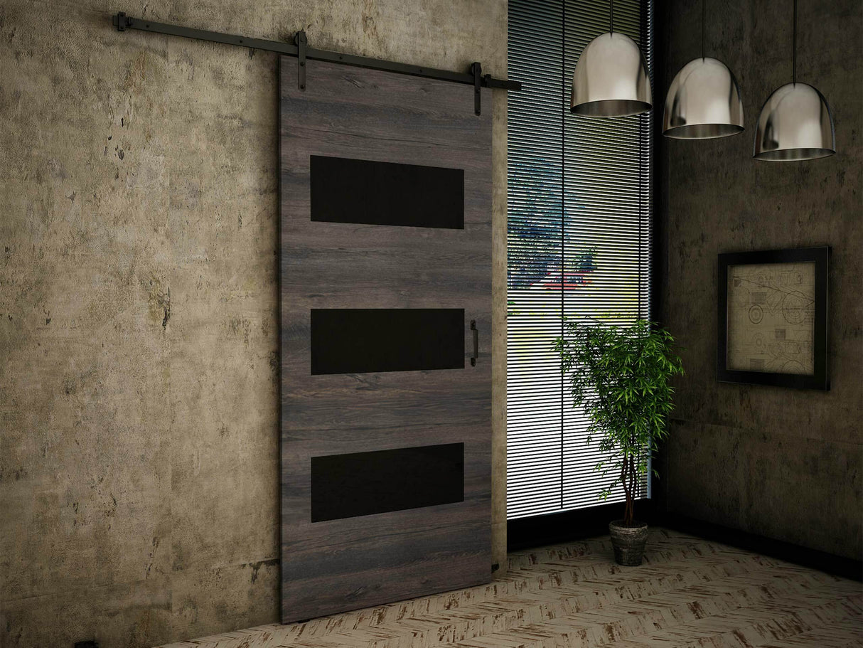 Tolóajtók Drzwi RETRO 2 90 + samodomykacz, Szín: Sötét kőris + Fekete 4293545