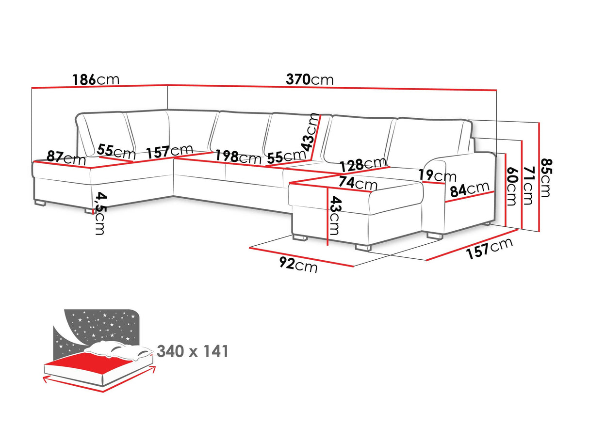 Sarokkanapé Wilma Large (Szafran Large) Toptextil, Szín: Maya 05, Változatok: Balos