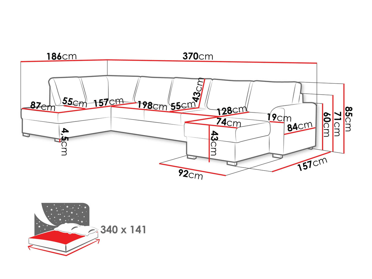 Sarokkanapé Wilma Large (Szafran Large) Toptextil, Szín: Maya 05, Változatok: Jobbos