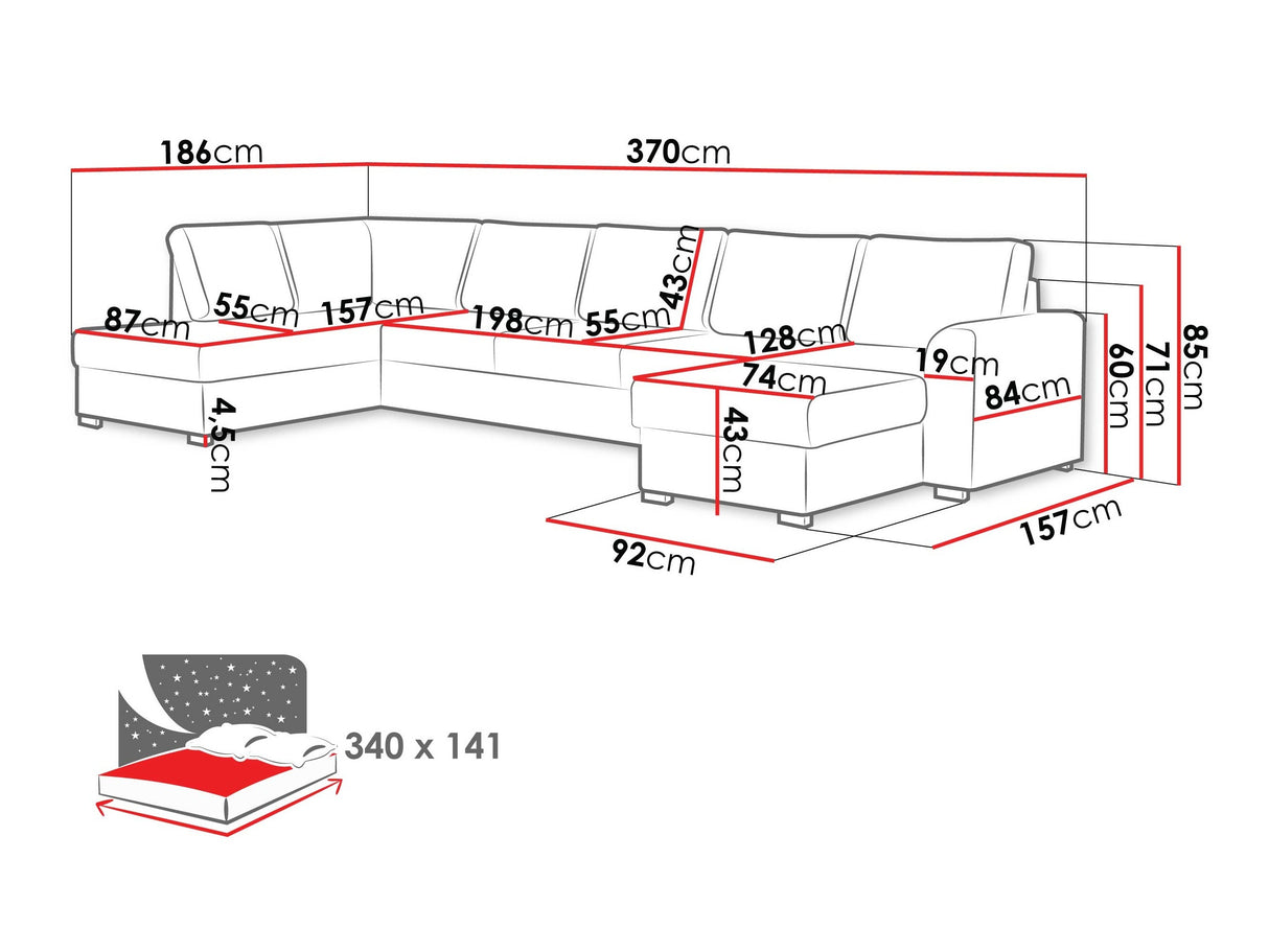 Sarokkanapé Wilma Large (Szafran Large) Toptextil, Szín: Maya 03, Változatok: Balos