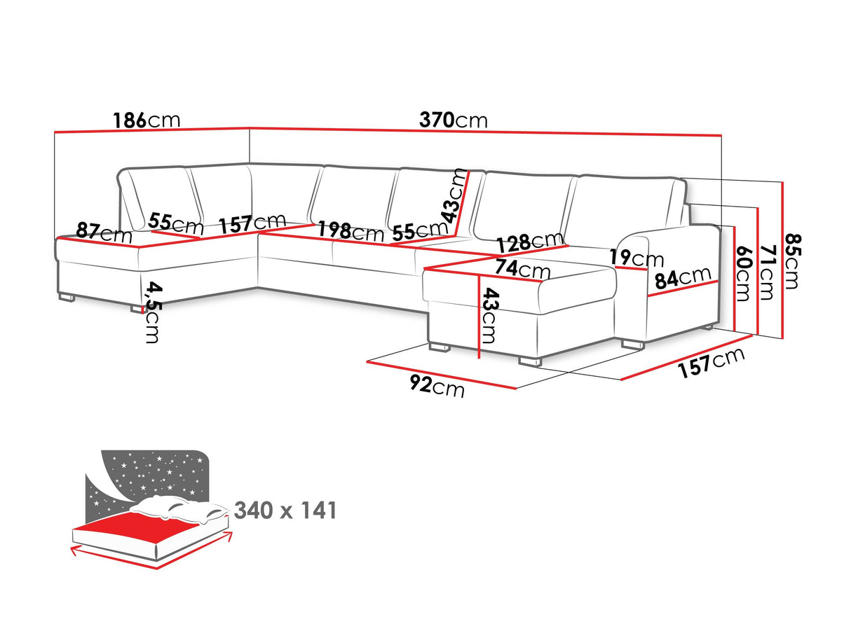 Sarokkanapé Wilma Large (Szafran Large) Toptextil, Szín: Zoya 03, Változatok: Jobbos