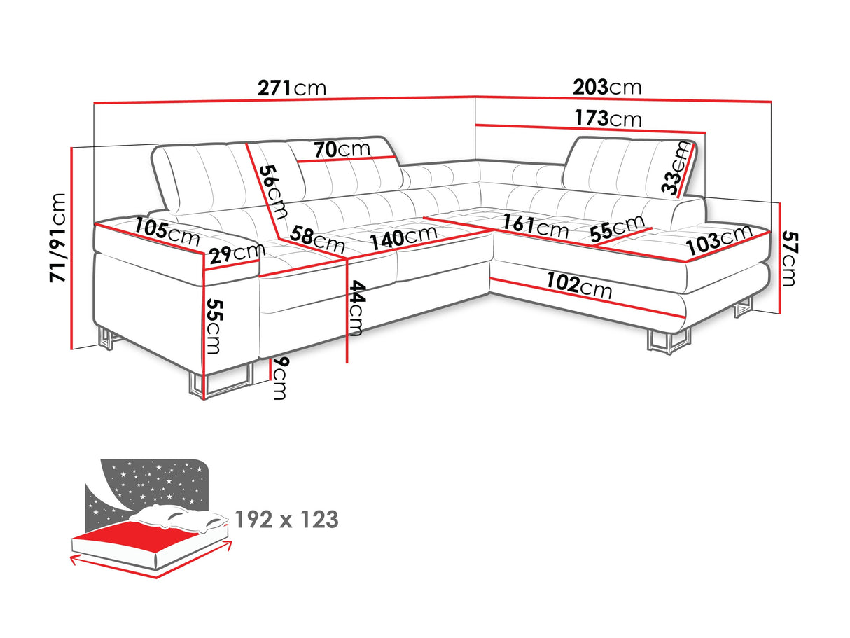 Sarokkanapé Laris Premium (Wales Premium), Szín: Manza 29, Változatok: Jobbos