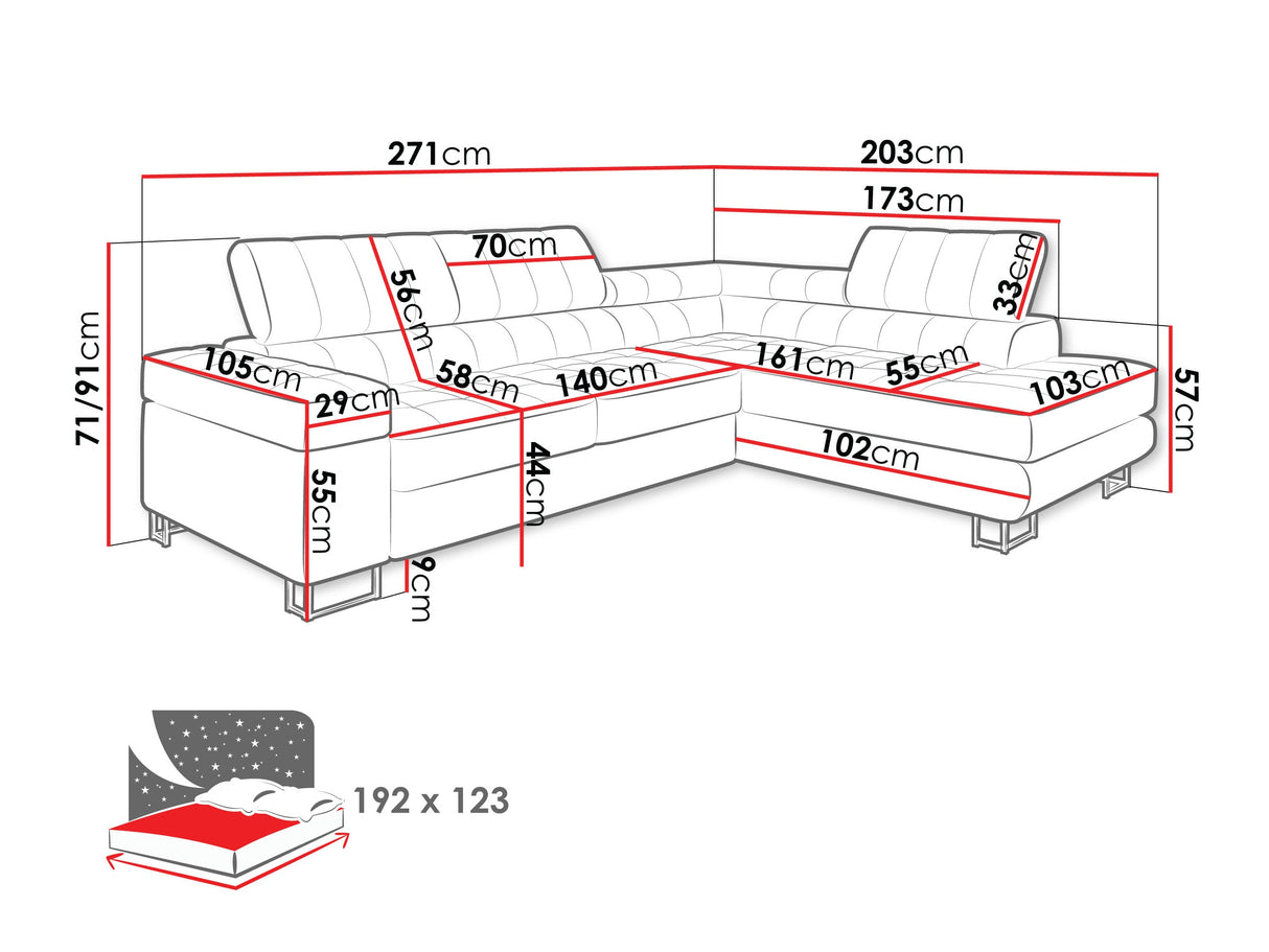 Sarokkanapé Laris Premium (Wales Premium), Szín: Zoya 12, Változatok: Balos