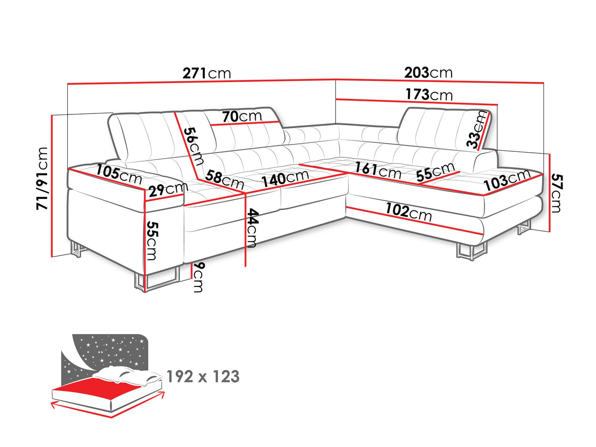 Sarokkanapé Laris Premium (Wales Premium), Szín: Zoya 12, Változatok: Jobbos