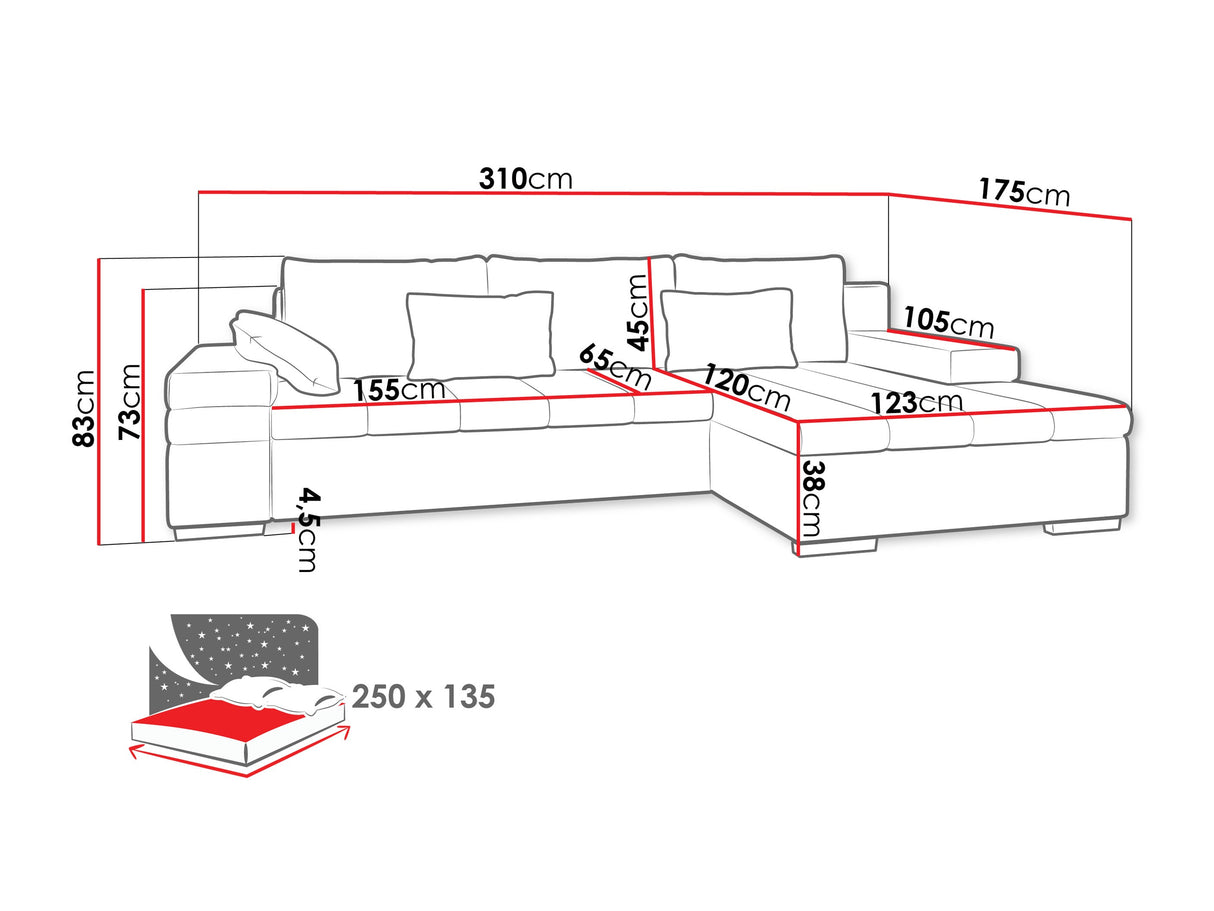 Sarokkanapé Bangkok (Kanton) Toptextil, Szín: Pianem 02 + Corbett 21, Változatok: Balos