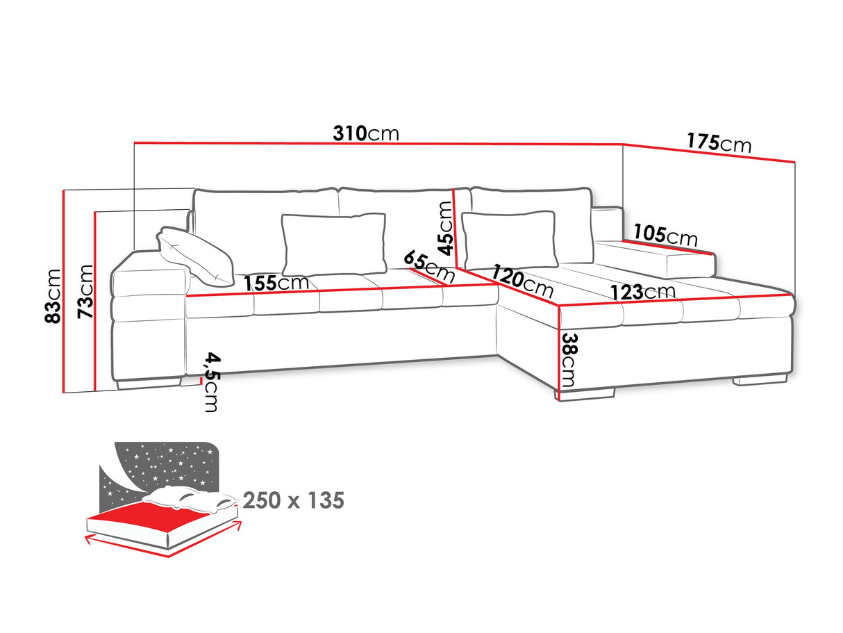 Sarokkanapé Bangkok (Kanton) Toptextil, Szín: Maya 05, Változatok: Balos