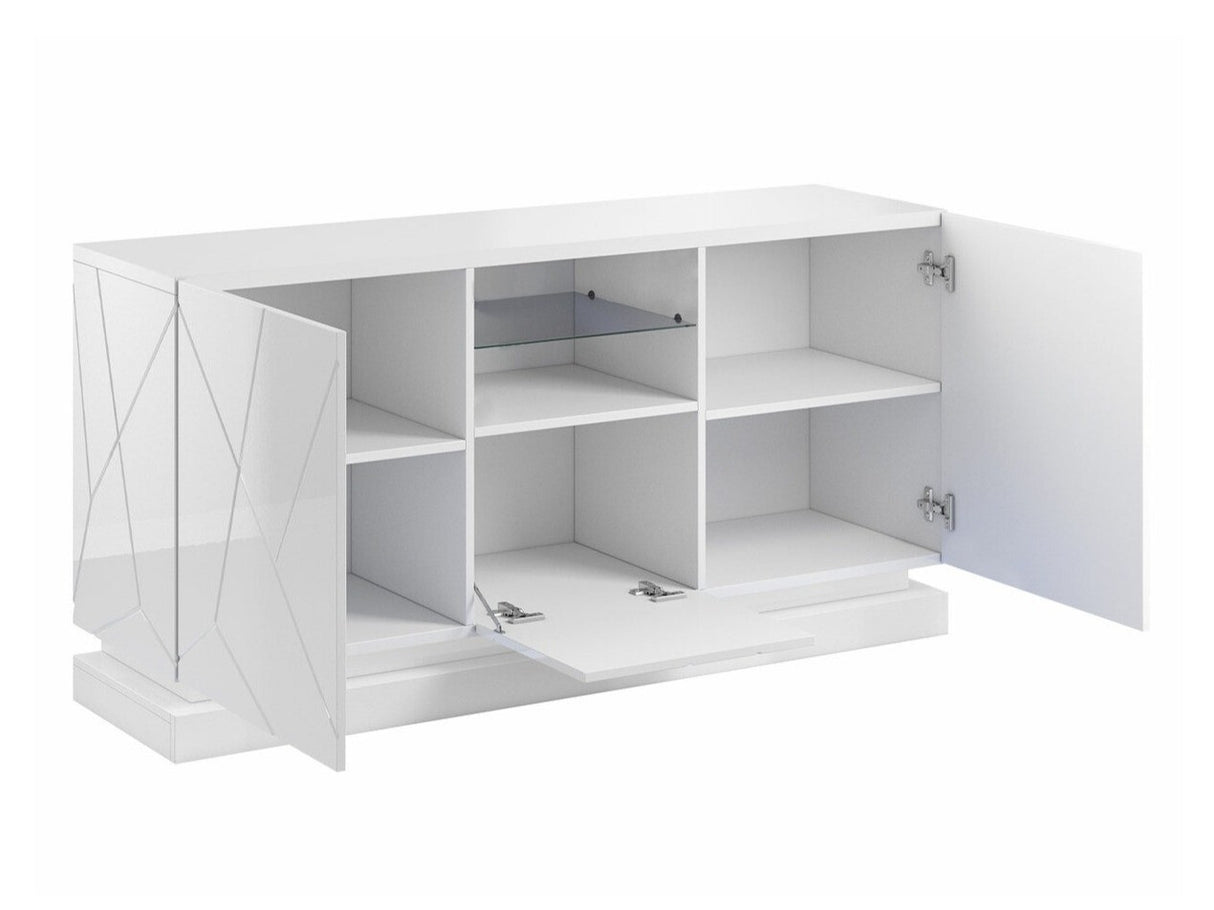 Szekrény QIU 2D1K (Agnes), Szín: Fekete + Fényes fekete, Világítás: Nem 4308019