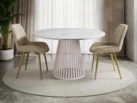 Asztal CONE 100, Szín: Fehér márvány + Kasmír