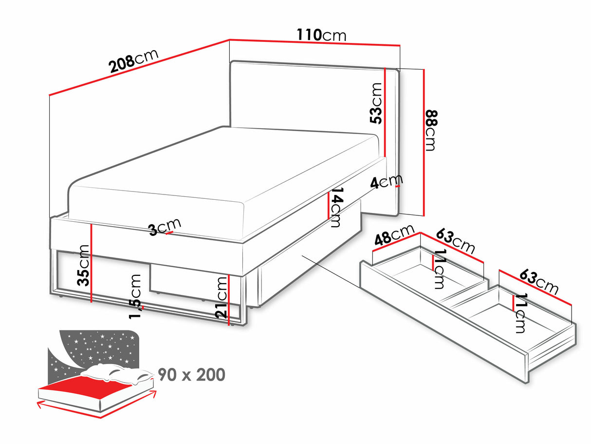 Ágy Łóżko 120 SIGMA SG-13 Kaszmir/Truflowy/Neve 13, Alvó felület mérete: 120 x 200 cm 4310788