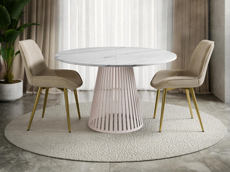 Asztal CONE 120, Szín: Fehér márvány + Kasmír