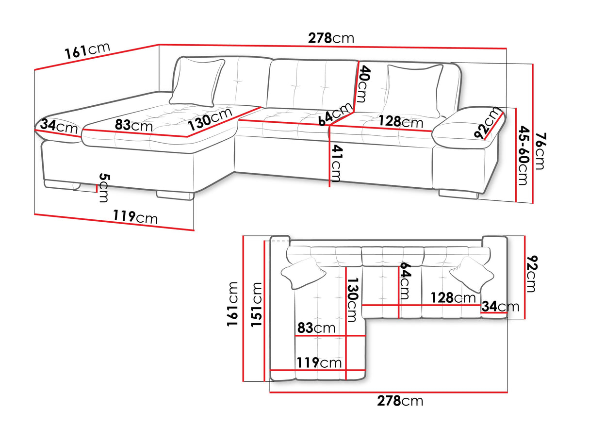 Sarokkanapé Montana (Premium), Szín: Pianem 02, Változatok: Balos