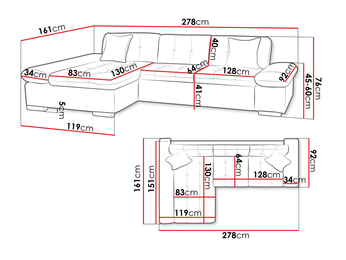 Sarokkanapé Montana (Premium), Szín: Pianem 21 + Mokka 03, Változatok: Balos