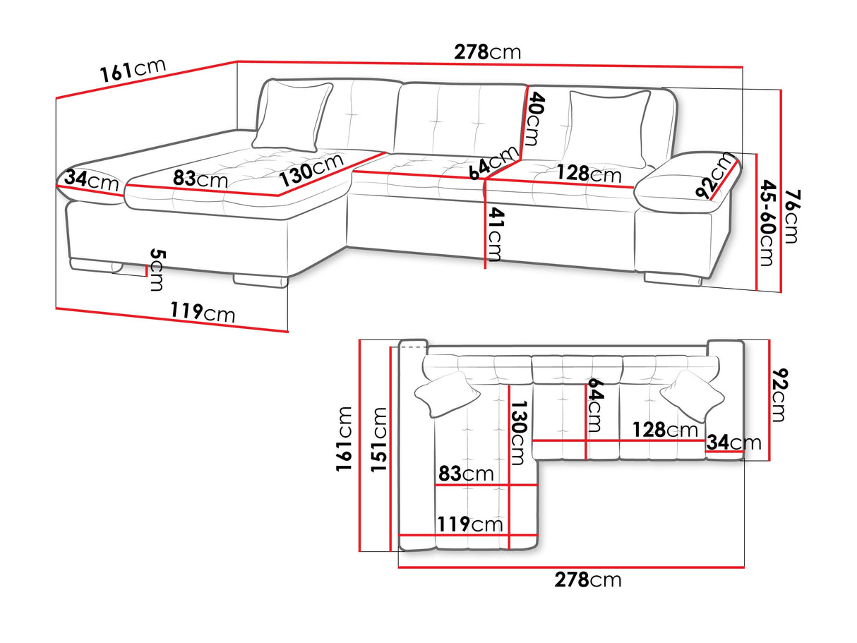 Sarokkanapé Montana (Premium), Szín: Maya 07 + Maya 02, Változatok: Balos