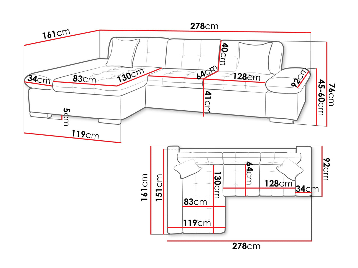 Sarokkanapé Montana (Premium), Szín: Zoya 13, Változatok: Balos