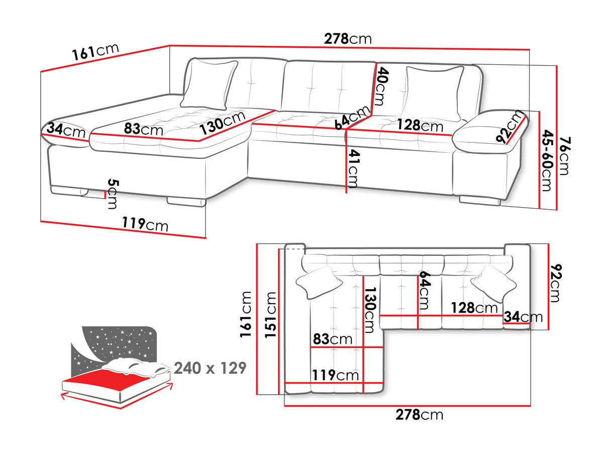 Sarokkanapé Malwi Premium (Laviva Premium), Szín: Pianem 02, Változatok: Jobbos