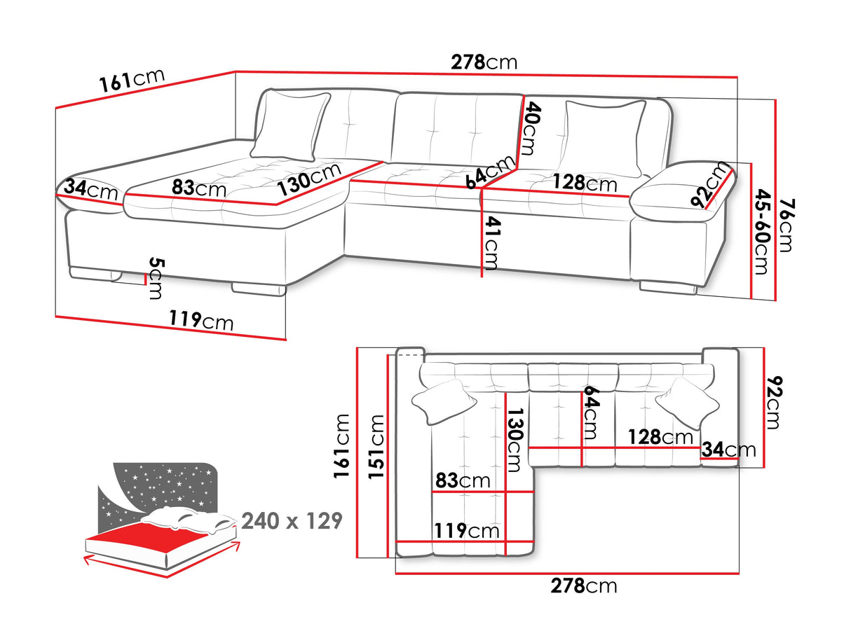 Sarokkanapé Malwi Premium (Laviva Premium), Szín: Pianem 21 + Mokka 03, Változatok: Balos