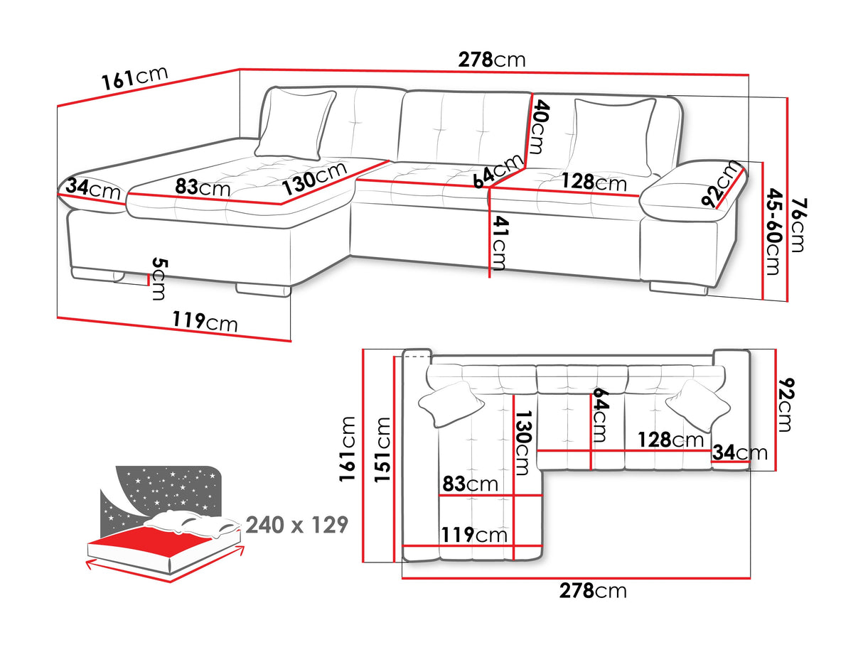Sarokkanapé Malwi Premium (Laviva Premium), Szín: Maya 09 + Maya 20, Változatok: Balos