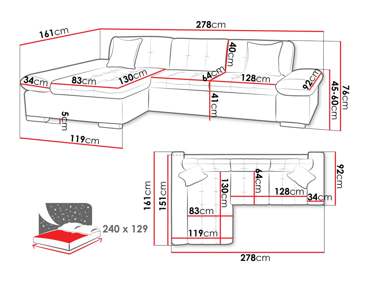 Sarokkanapé Malwi Premium (Laviva Premium), Szín: Maya 07 + Maya 02, Változatok: Balos